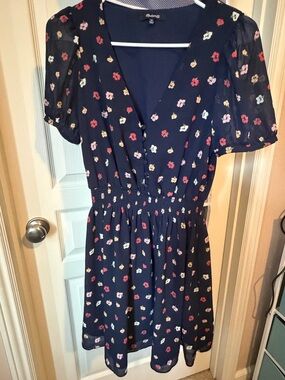 Madewell Navy Multi Colored Floral Dress